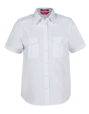 JB's Ladies S/S Epaulette Shirt White