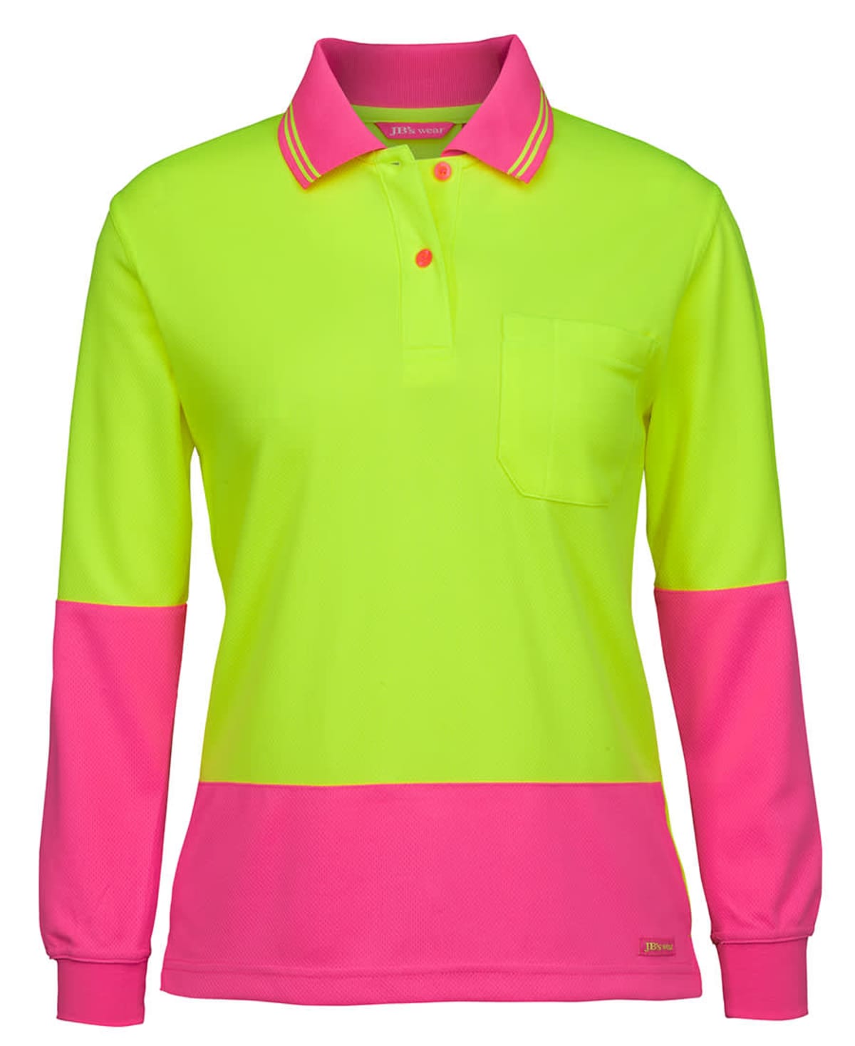 JB's Ladies Hv L/S Comfort Polo Lime/Navy