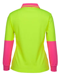 JB's Ladies Hv L/S Comfort Polo Lime/Navy