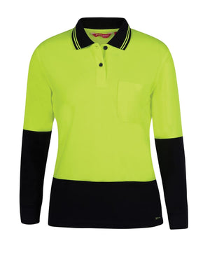JB's Ladies Hv L/S Comfort Polo Lime/Navy