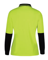 JB's Ladies Hv L/S Comfort Polo Lime/Navy