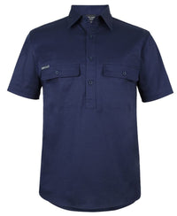 JB's S/S 150 G Stretch Close Front Work Shirt Navy
