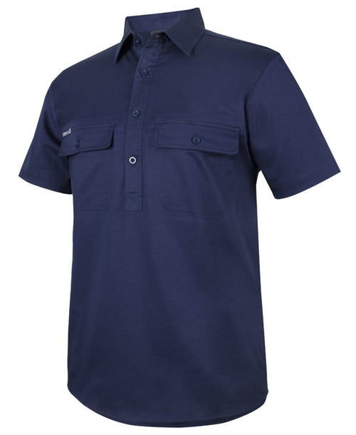 JB's S/S 150 G Stretch Close Front Work Shirt Navy