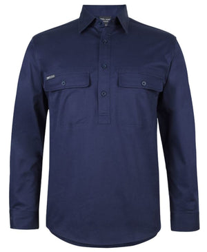JB's L/S 150 G Stretch Close Front Work Shirt Navy