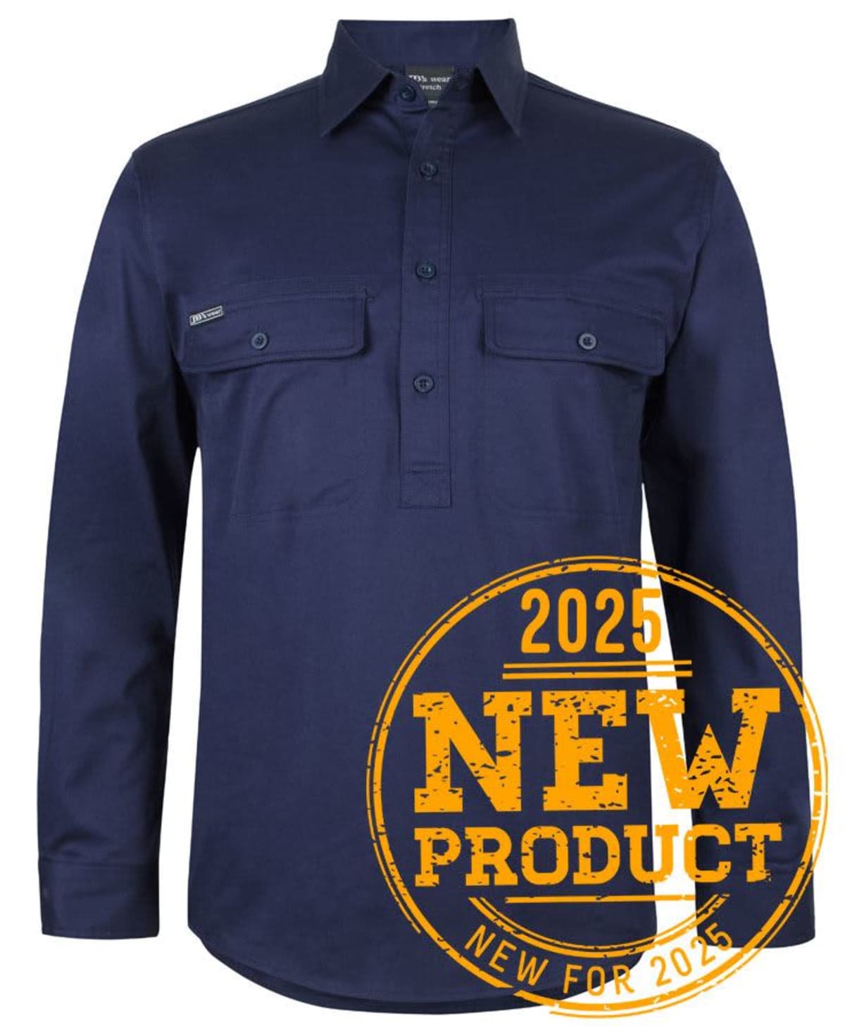 JB's L/S 150 G Stretch Close Front Work Shirt Navy