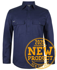 JB's L/S 150 G Stretch Close Front Work Shirt Navy