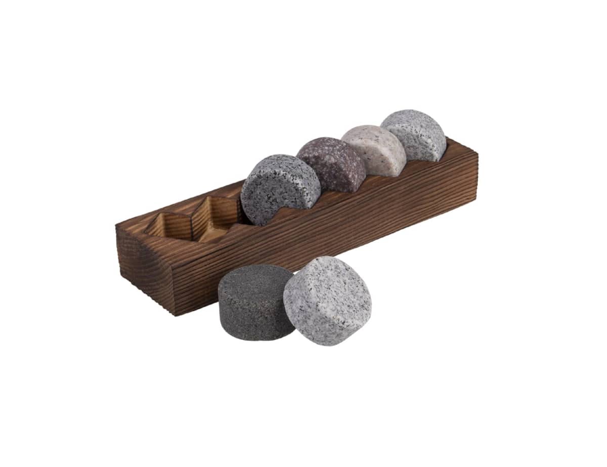 Bartender Whisky Discs Set 6 w/wood Base