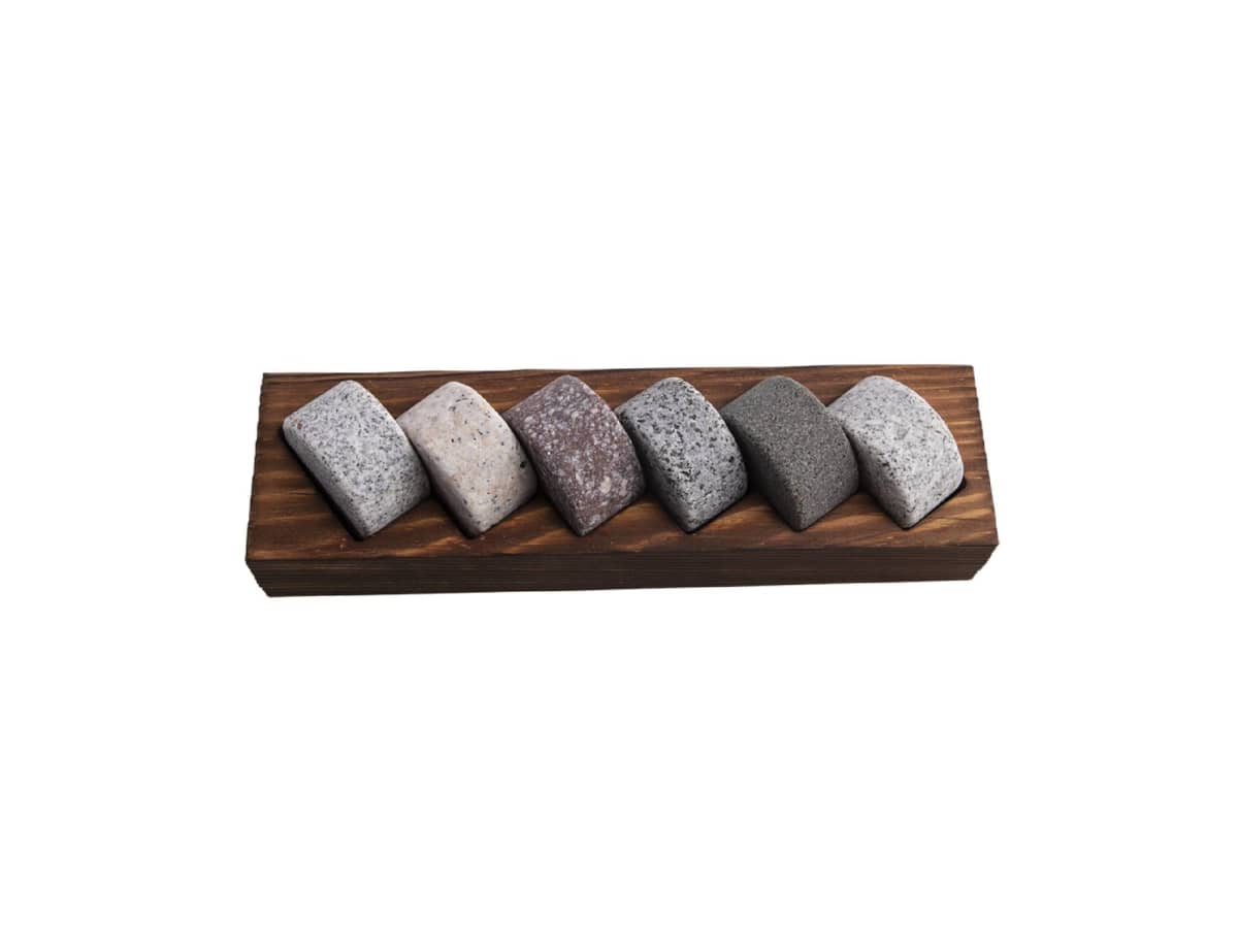 Bartender Whisky Discs Set 6 w/wood Base
