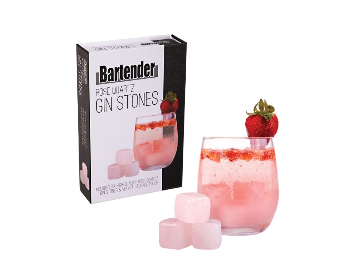 Bartender Rose Quartz Gin Stones Set 6 w/ Bag