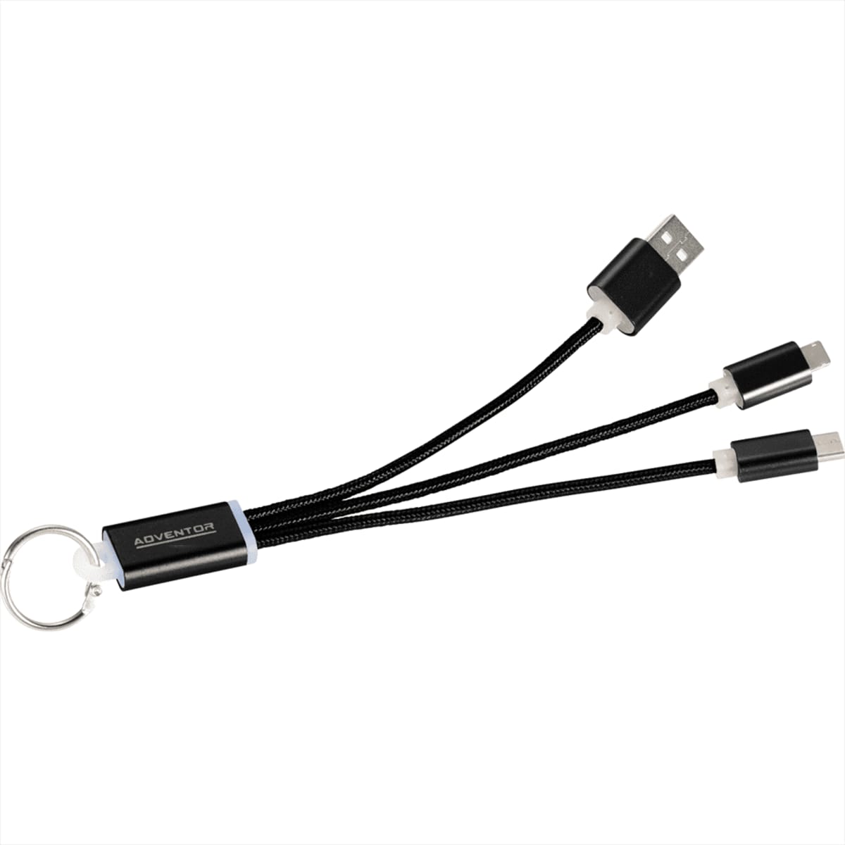 Metal 3-in-1 Charging Cable with Key ring