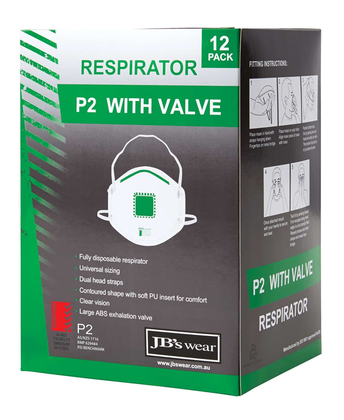 JB's P2 Respirator With Valve (12 Pc)