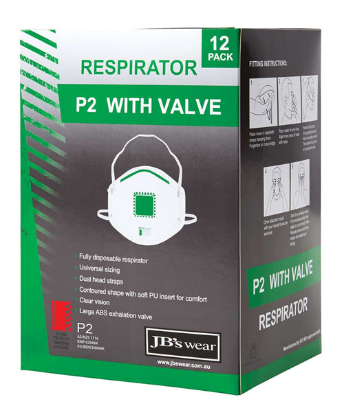 JB's P2 Respirator With Valve (12 Pc)