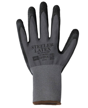 JB's Steeler Crinkle Latex Glove (12 Pk) Grey/Black