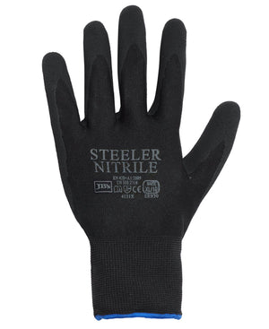 JB's Steeler Sandy Nitrile Glove (12 Pk) Black/Black