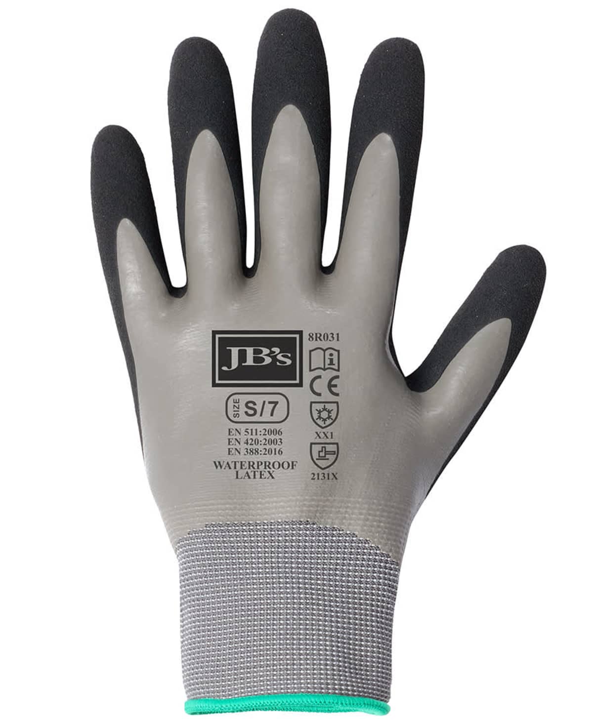 JB's Waterproof Dbl Latex Coated Glove 5 Pk Grey/Black