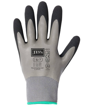 JB's Waterproof Dbl Latex Coated Glove 5 Pk Grey/Black