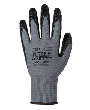 JB's Nitrile Gripper Glove (12 Pk) Grey/Black