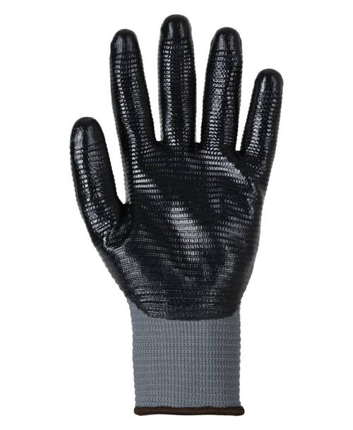 JB's Nitrile Gripper Glove (12 Pk) Grey/Black
