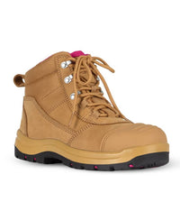 JB's Ladies Atrax Zip Safety Boot Wheat/Pink