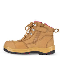JB's Ladies Atrax Zip Safety Boot Wheat/Pink