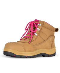 JB's Ladies Atrax Zip Safety Boot Wheat/Pink