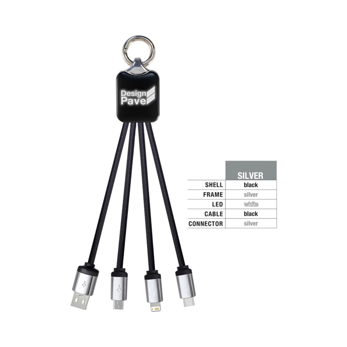Atesso Light Up Charge Cable - Rectangle