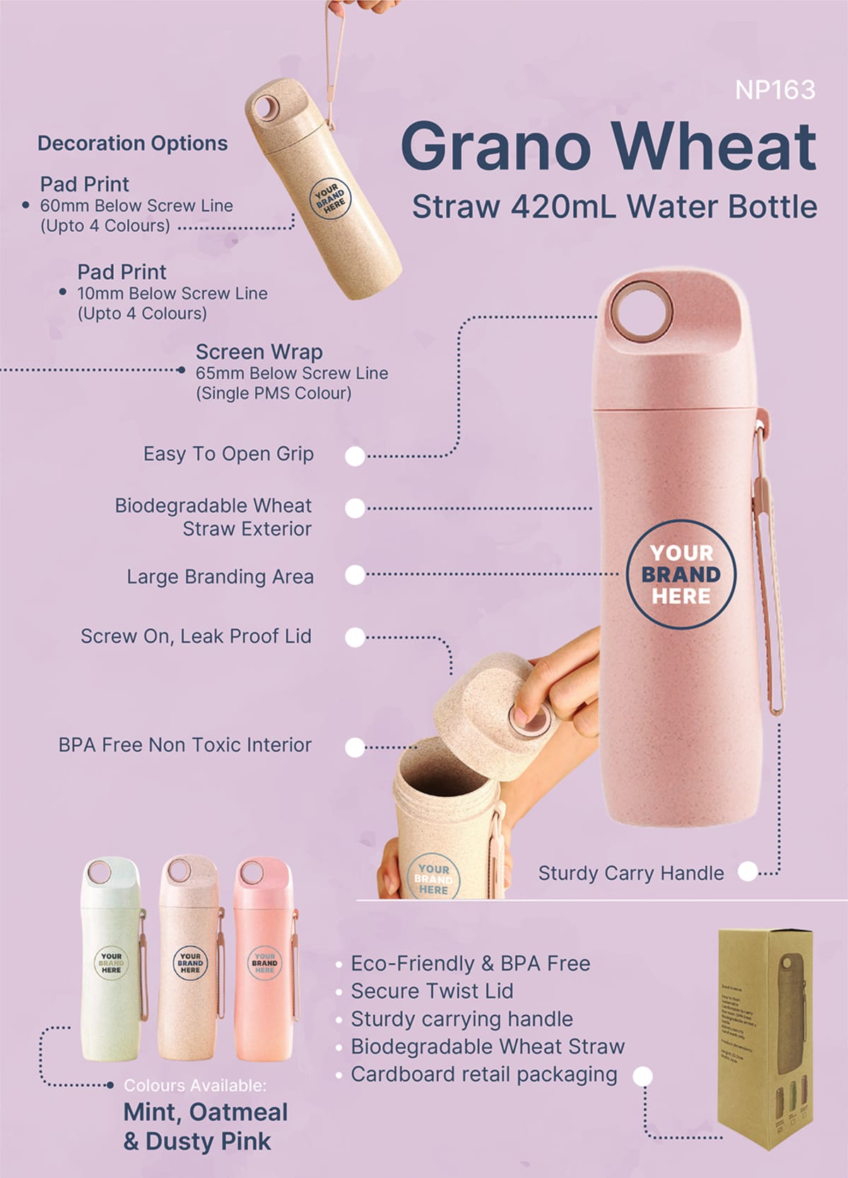 Grano 420ml Wheat Straw Water Bottle