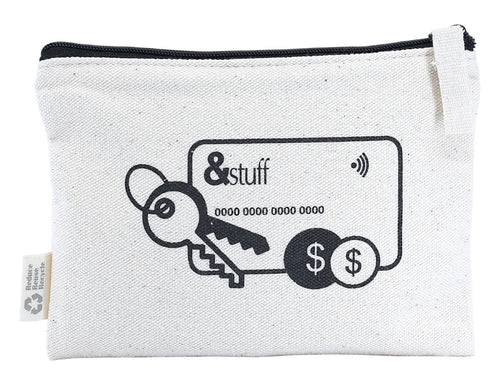 Calico Card & Key Pouch 12.5cm x 17cm