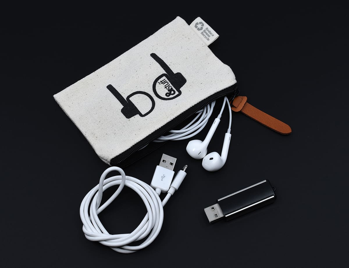 Calico Earphone Pouch 8.5cm x 13cm