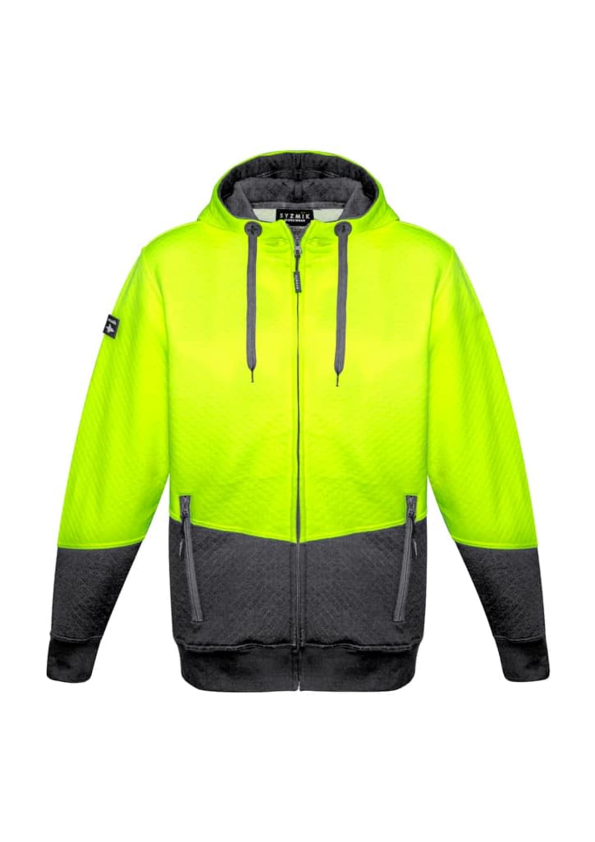 Unisex Hi Vis Textured Jacquard Full Zip Hoodie