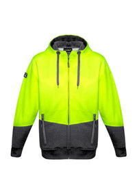 Unisex Hi Vis Textured Jacquard Full Zip Hoodie