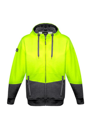 Unisex Hi Vis Textured Jacquard Full Zip Hoodie