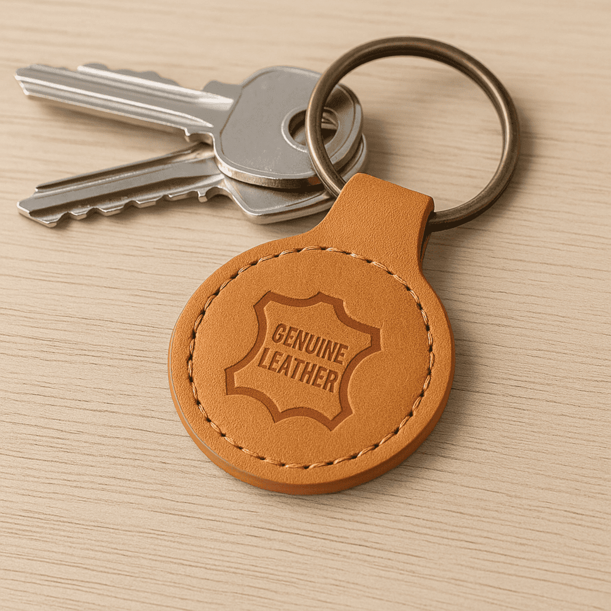 London Recycled Leather Keyring