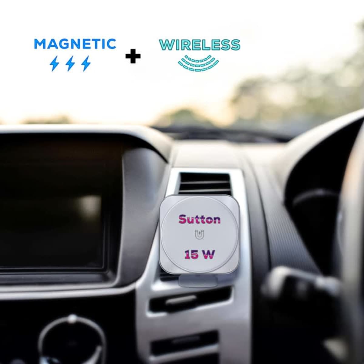 Sutton 15W Magnetic Wireless Car Charger