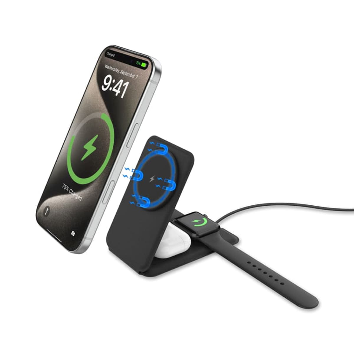 Sherry 15W Foldable 3-in-1 Magnetic Wireless Charger