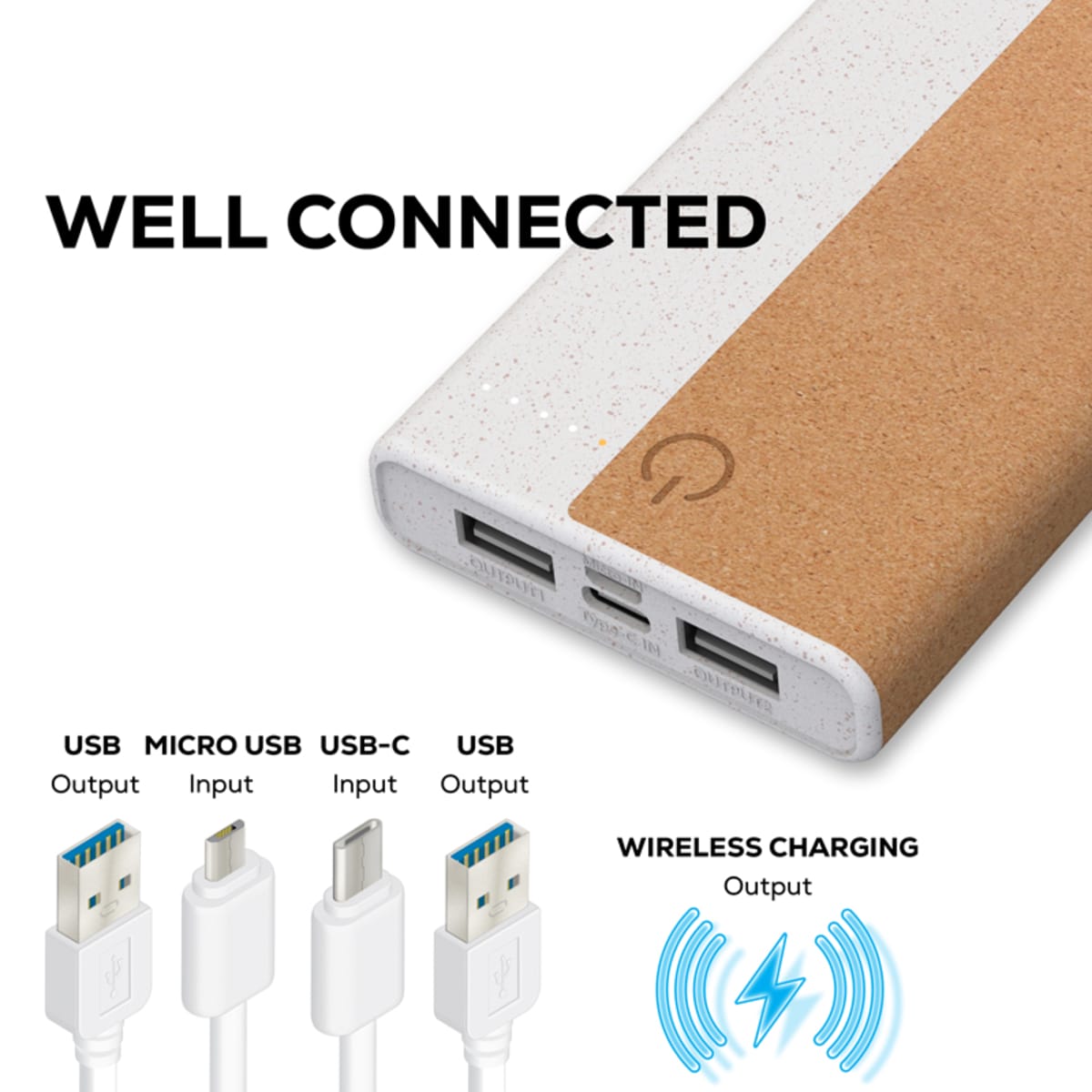 Norfolk 15W Wireless Eco Power Bank - 10,000 mAh (Stock)