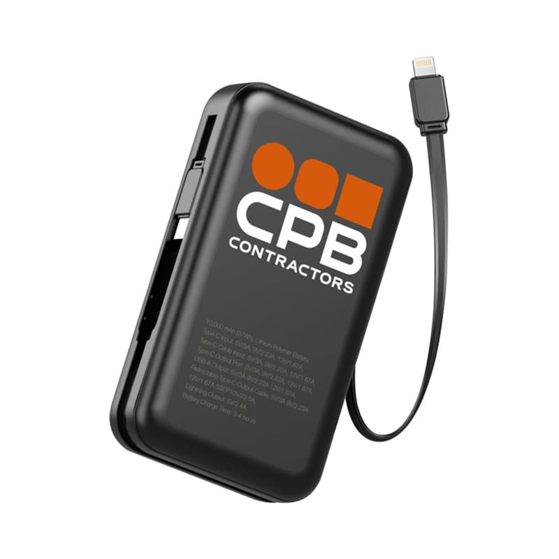 Brunswick PD 22.5W Retractable Cable Power Bank - 10000 mAh (Stock)