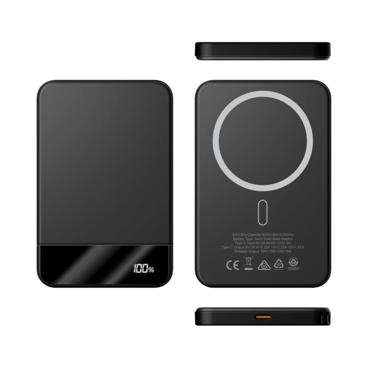 Apex Semi-Solid-State 22.5W MagSafe Wireless Power Bank - 5000 mAh (Stock)