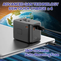 Madern 65W GaN PD and QC Travel Adaptor (A3C)