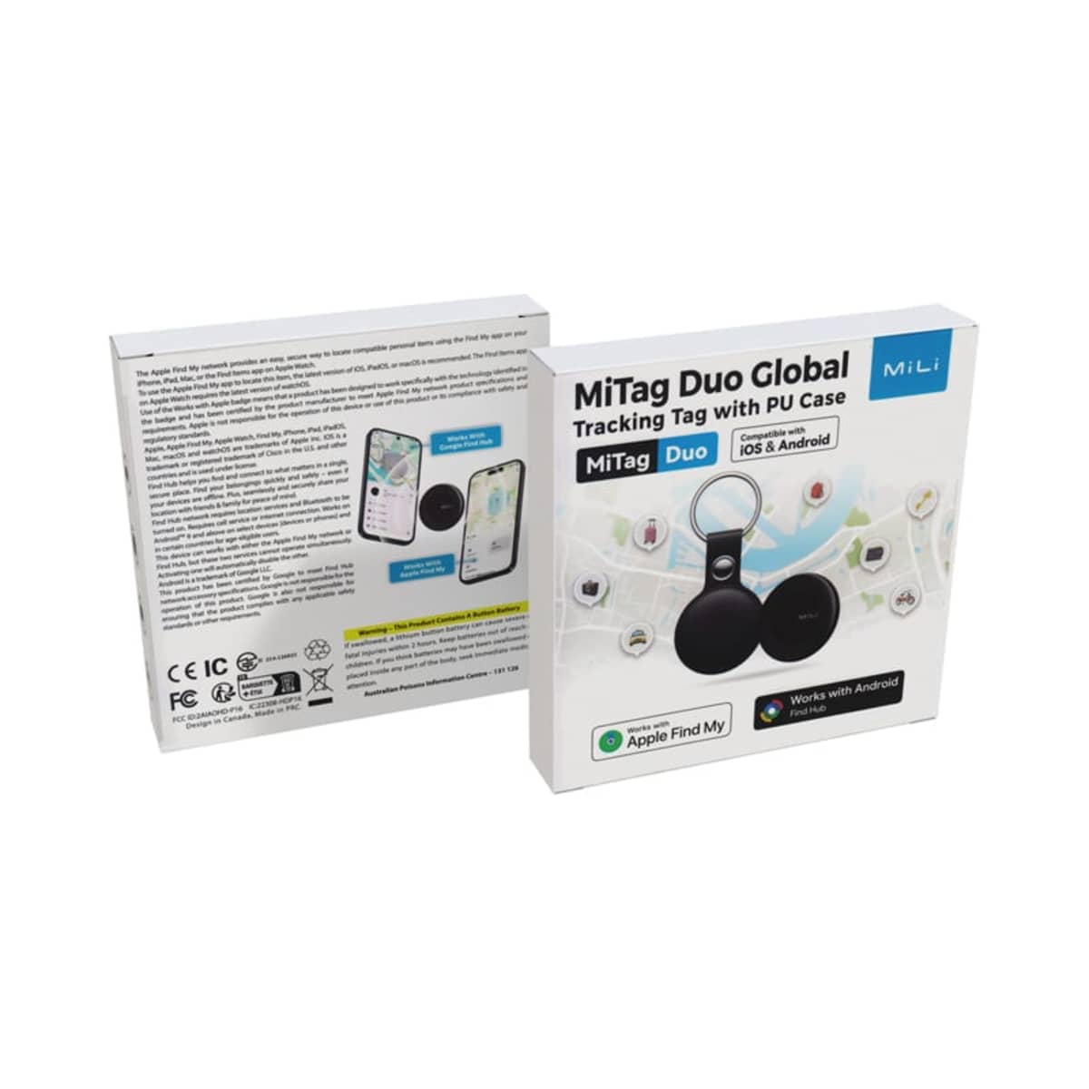 MiTag Duo Global Tracking Tag with PU Case (stock)