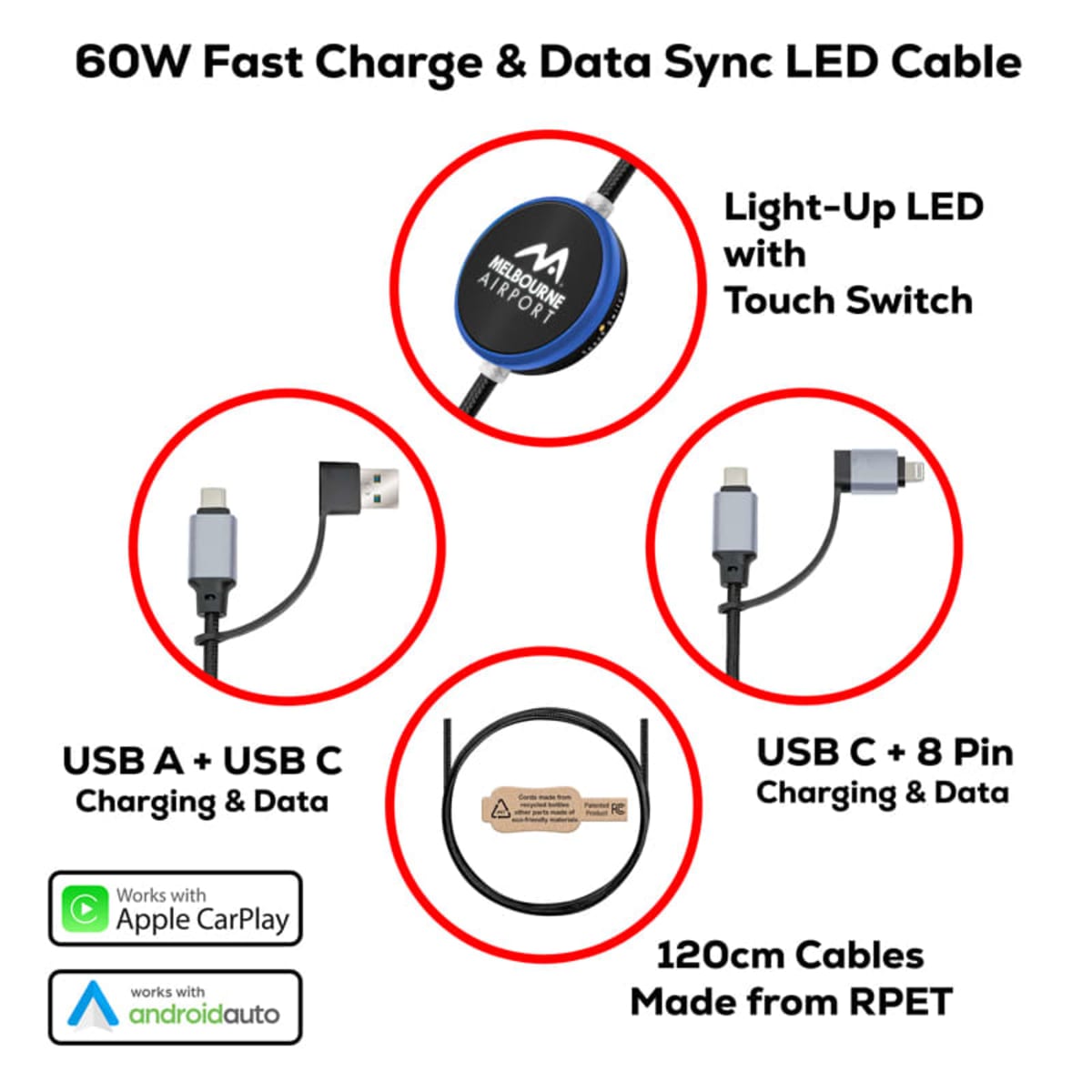 Lucca Switch Light 60W Fast Charging Data Cable