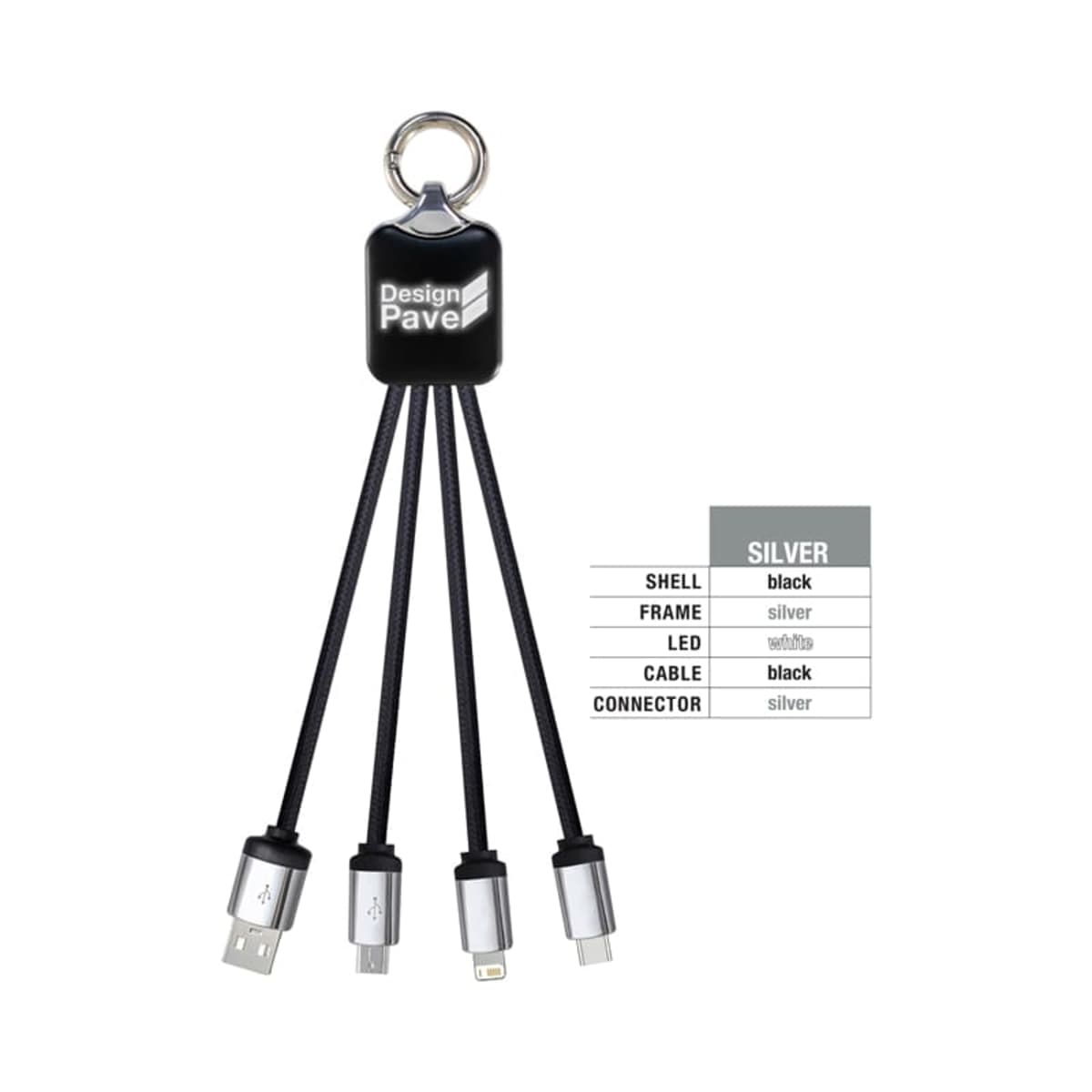 Atesso Light Up Charge Cable - Rectangle