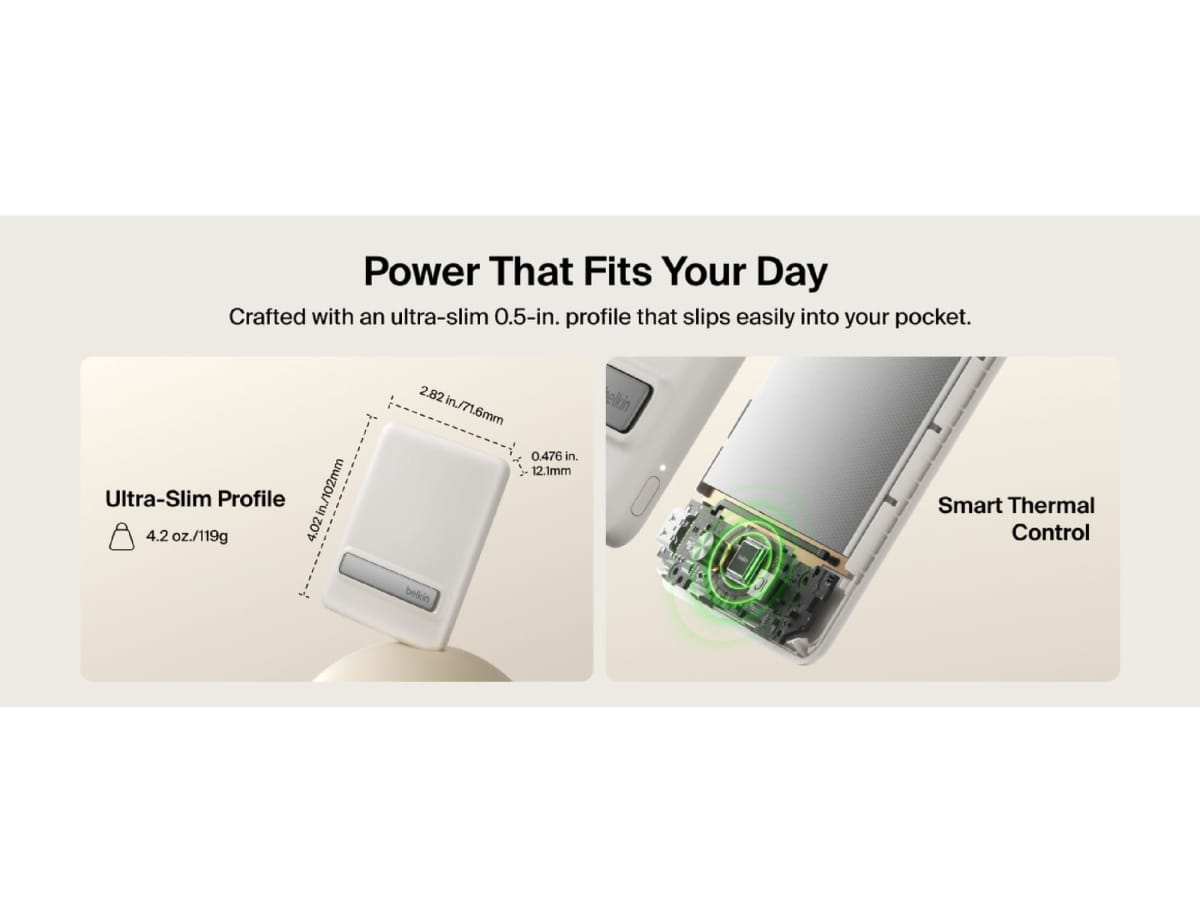 Belkin BoostCharge 5K Qi2 Slim Magnetic Power Bank