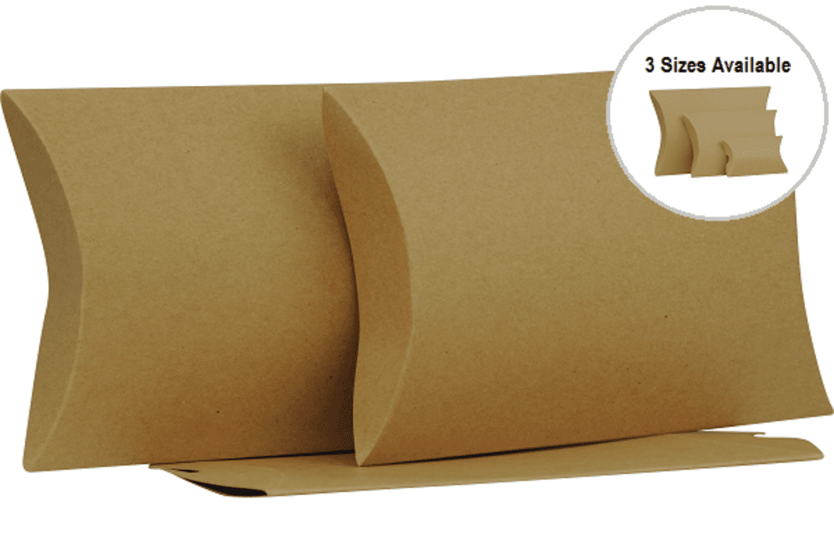 Large Brown Kraft Pillow Box Printed