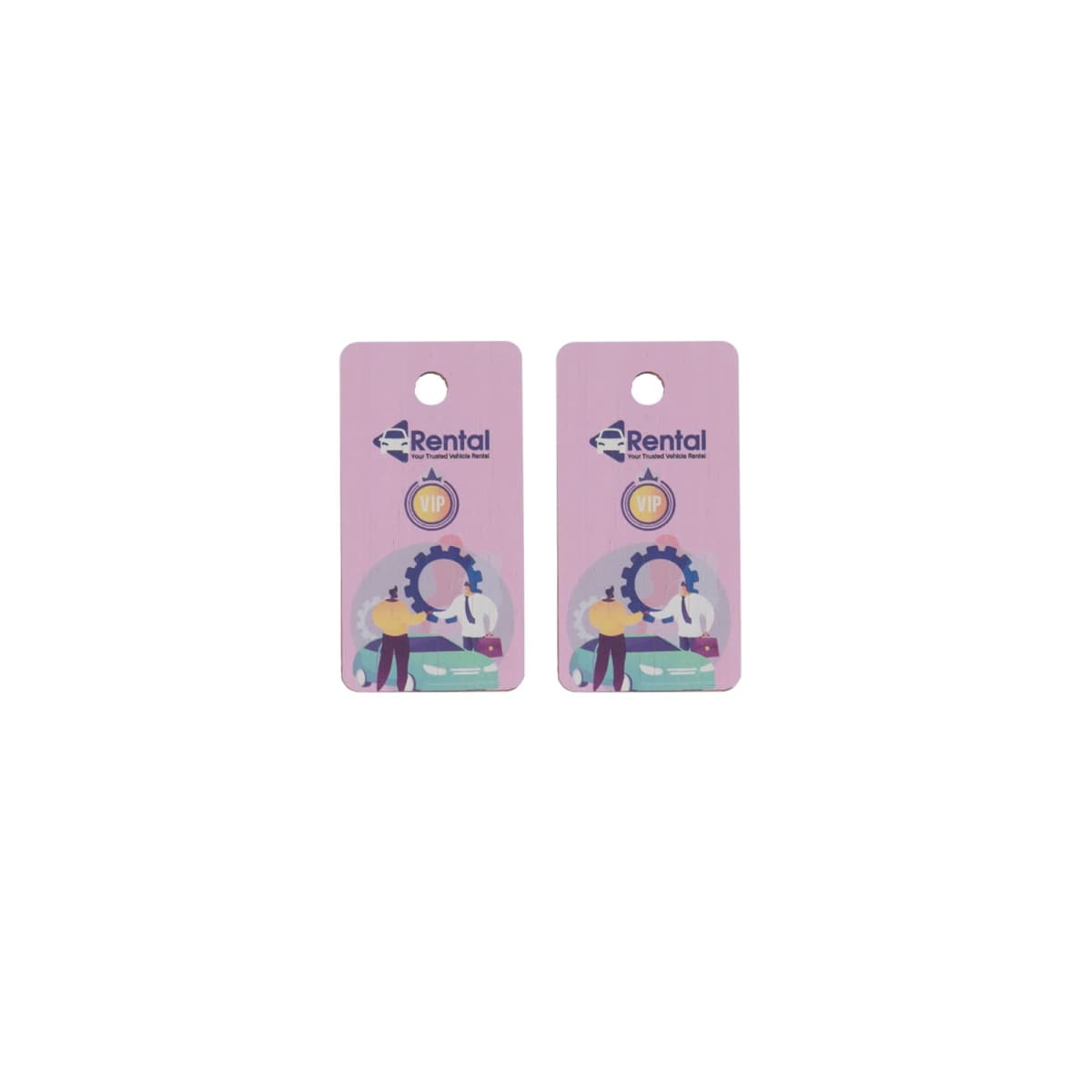 Bamboo Keytag 54 x 28.5mm with Hole Full Colour - Keyring