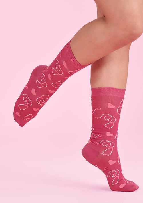 Unisex Pink Happy Feet Comfort Socks
