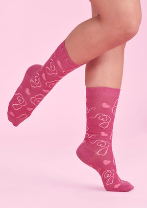 Unisex Pink Happy Feet Comfort Socks