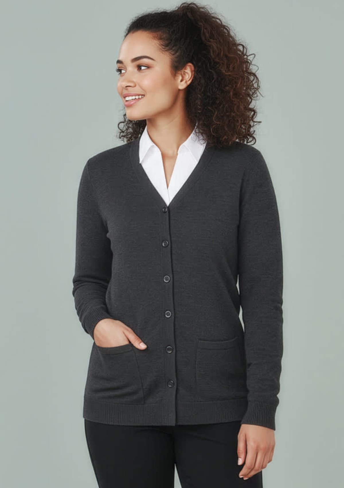 Womens Button Front Knit Cardigan