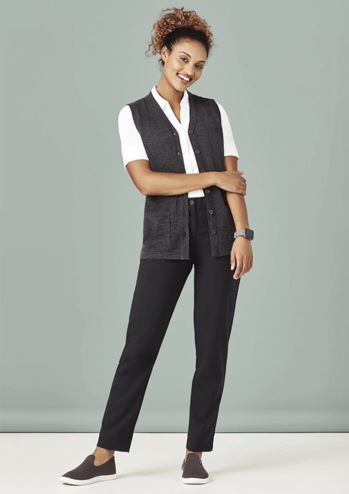 Womens Button Front Knit Vest