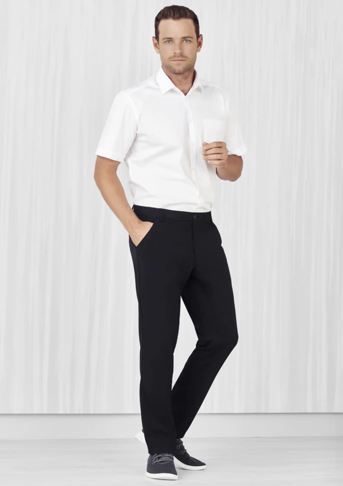 Mens Comfort Waist Flat Front Pant